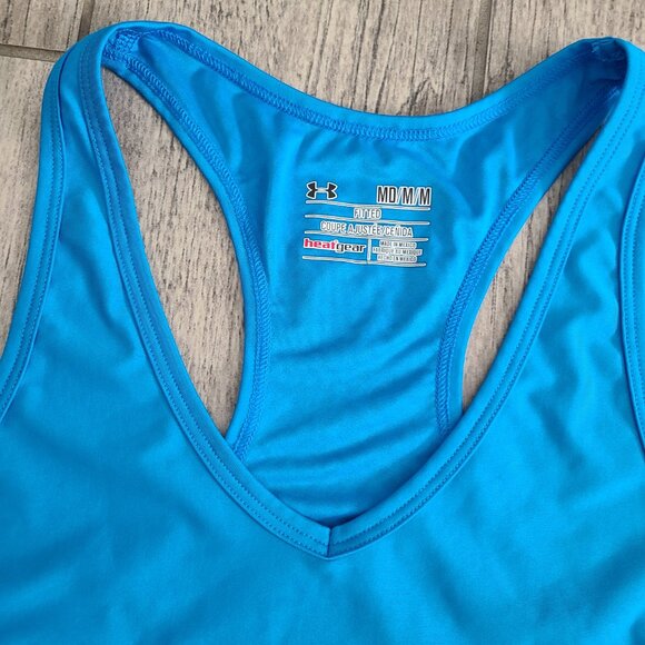 Under Armour Women’s HeatGear Fitted Racerback Tank Top Blue Size Medium - Picture 3 of 6
